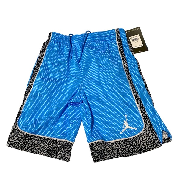 NIKE Air Elephant Print Dri-Fit Basketball Shorts Blue & Black White Trim Size 7 - Picture 1 of 11